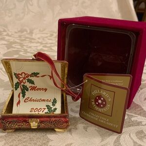 2007 Merry Christmas Cloisonné Ornament - Red and Gold